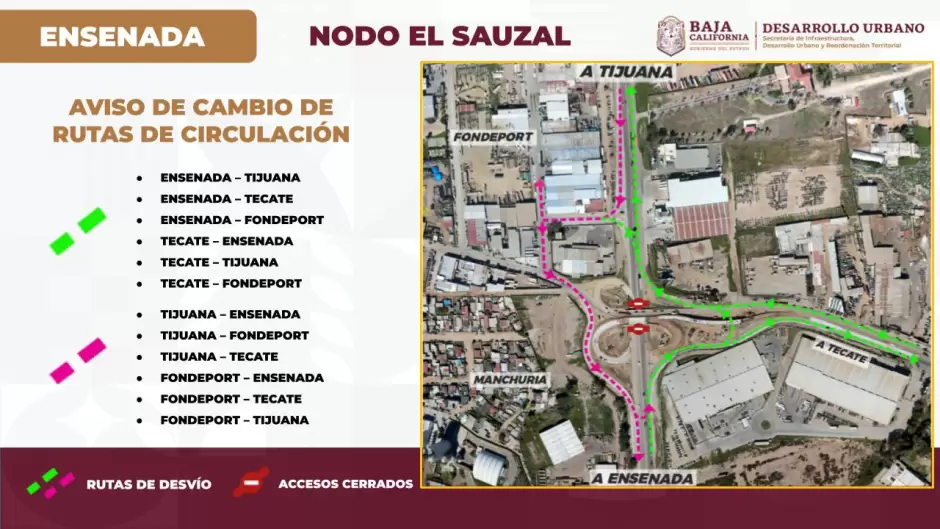 Ajustes de circulacin en rutas de desvo del Nodo El Sauzal en Ensenada