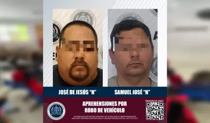 Detiene a dos sujetos por robo de veh�culo
