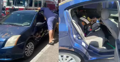 Ni�a queda encerrada en auto