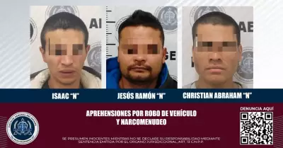�rdenes de aprehensi�n por robo de veh�culo y narcomenudeo