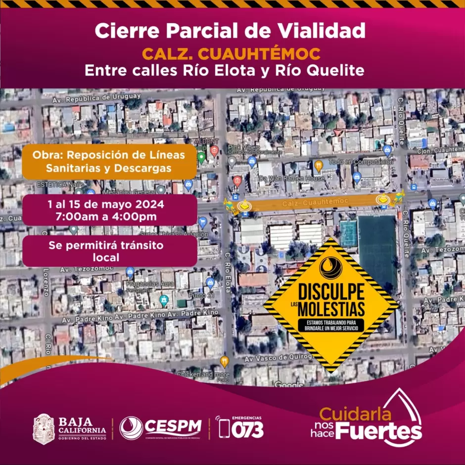 Realizan reposici�n de l�neas de drenaje sanitario en Calzada Cuaht�moc