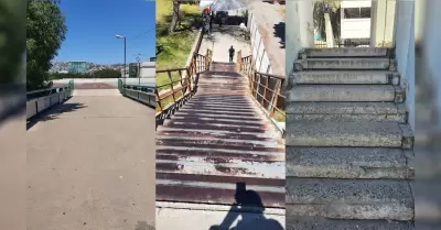 Denuncian deterioro de puente peatonal de Plaza R�o