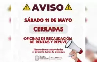 Oficinas de recaudacin de rentas y mdulos Repuve permanecern cerradas el prximo sbado 11 de mayo