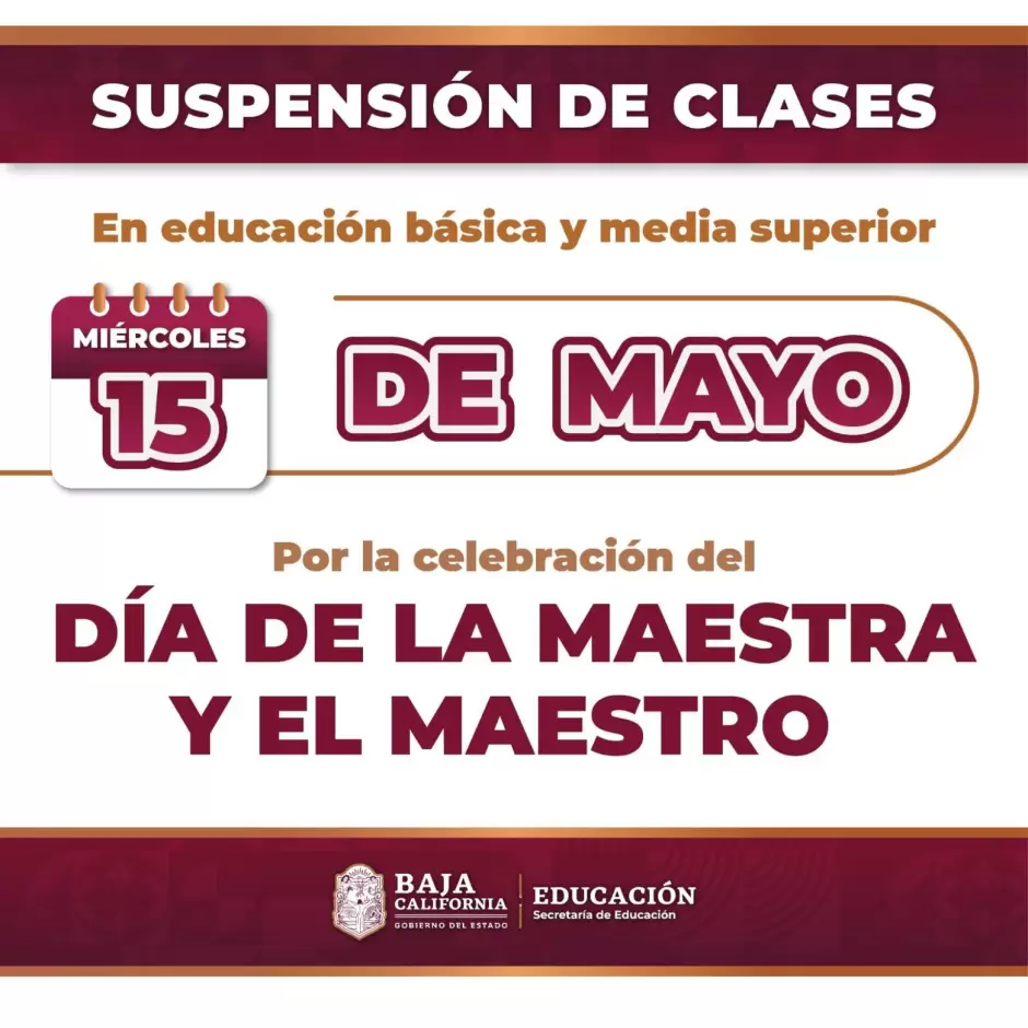 Anuncian suspensi�n de clases el mi�rcoles 15 de mayo