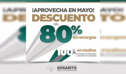 Otorga Gobierno Municipal 80 por ciento de descuento en recargos municipales dur