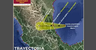 Trayectoria de la tormenta tropical "Alberto"