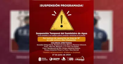 Suspensi�n programada del suministro de agua en Gonz�lez Ortega y colonias aleda