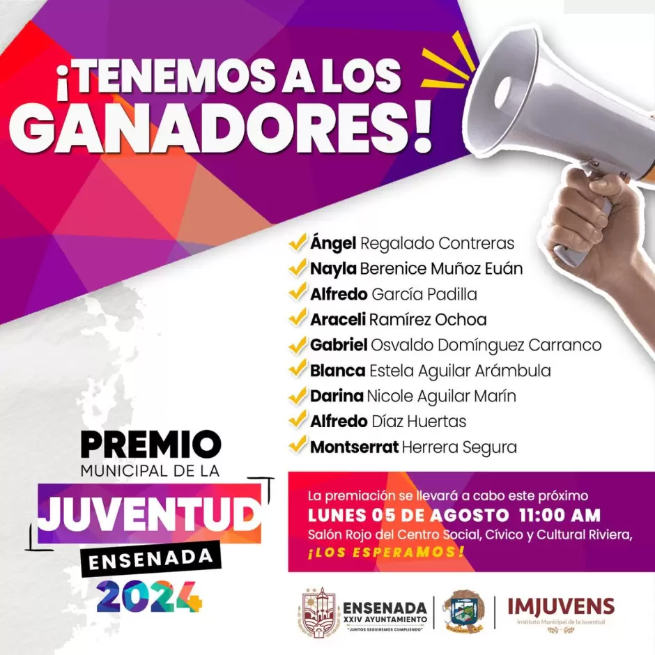 Ganadores del Premio Municipal de la Juventud 2024