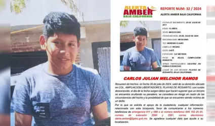 Alerta Amber Baja California Carlos Juli�n Melchor Ramos de 15 a�os