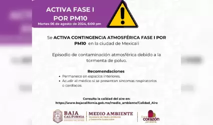 Activan contingencia atmosf�rica fase I en Mexicali