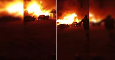 Incendio en taller mec�nico en la colonia Aeropuerto es controlado por Bomberos