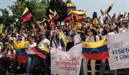 Protestas de venezolanos en M�xico por el presunto fraude electoral de Nicol�s M