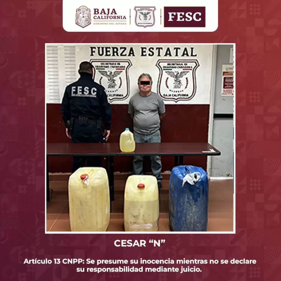 Despliega FESC operativo en Tecate: aseguran "poncha llantas", bidones con gasolina, veh�culos robados, armas y droga