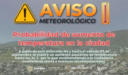 Recomendaciones por posible aumento de temperatura en Tijuana