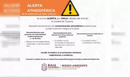 Activan alerta por mala calidad del aire en Tijuana