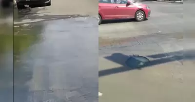 Fuga de aguas negras persiste frente a clnicas en la Zona Centro