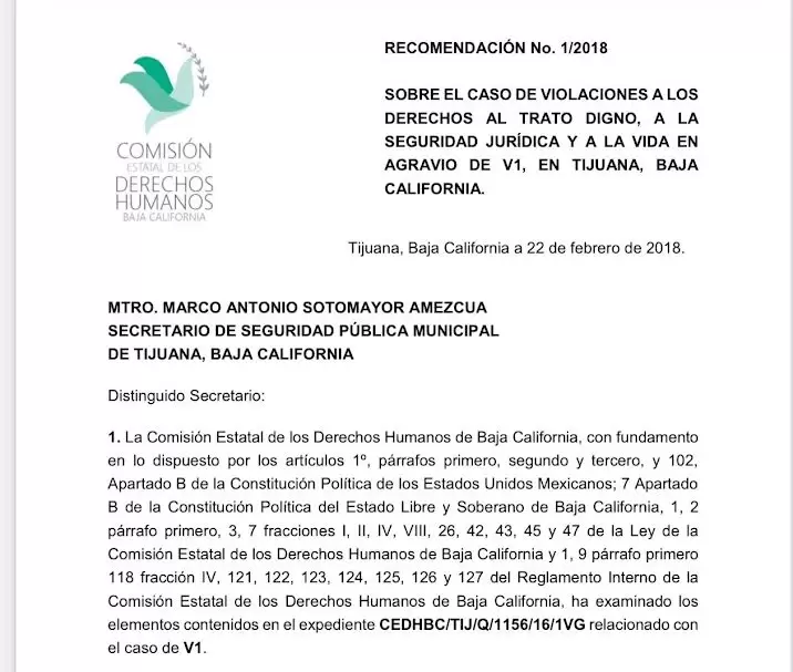 CEDHBC emite recomendacin a polica de Tijuana por cada y muerte de detenida de caja de patrulla