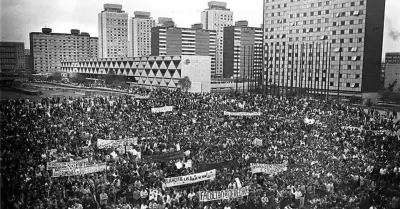 Manifestaci�n de estudiantes en Tlatelolco en 1968