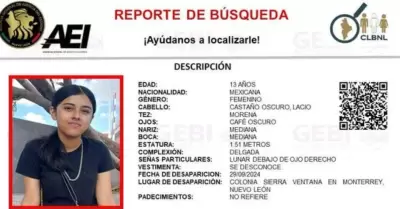 Menor reportada como desaparecida en Nuevo Le�n