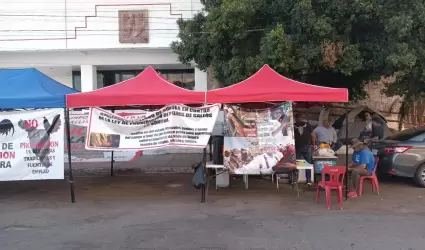 Galleros en plant�n frente al Congreso del Estado