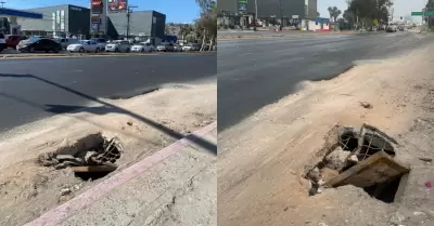 Alcantarilla destapada en bulevar Las Am�ricas