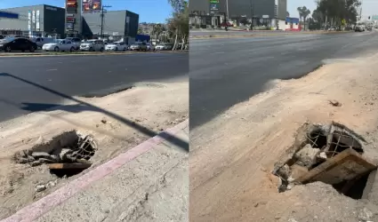 Alcantarilla destapada en bulevar Las Am�ricas
