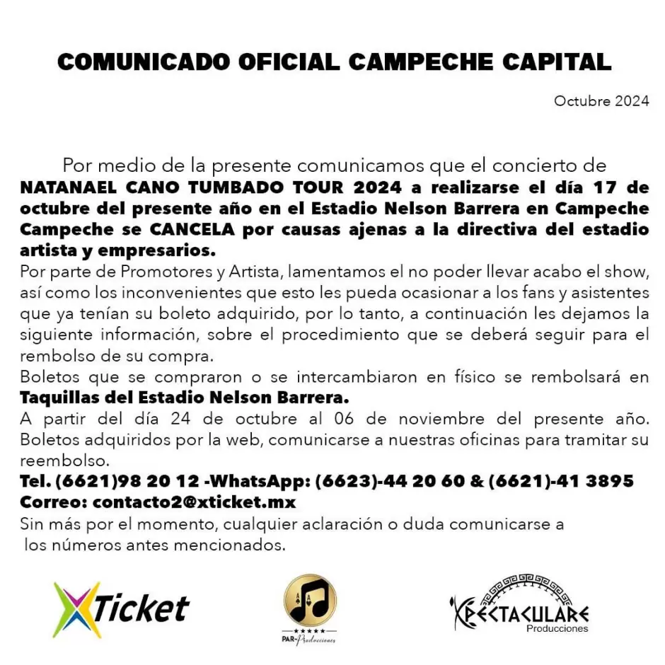 Cancelan conciertos de Natanael Cano en Canc�n y Campeche