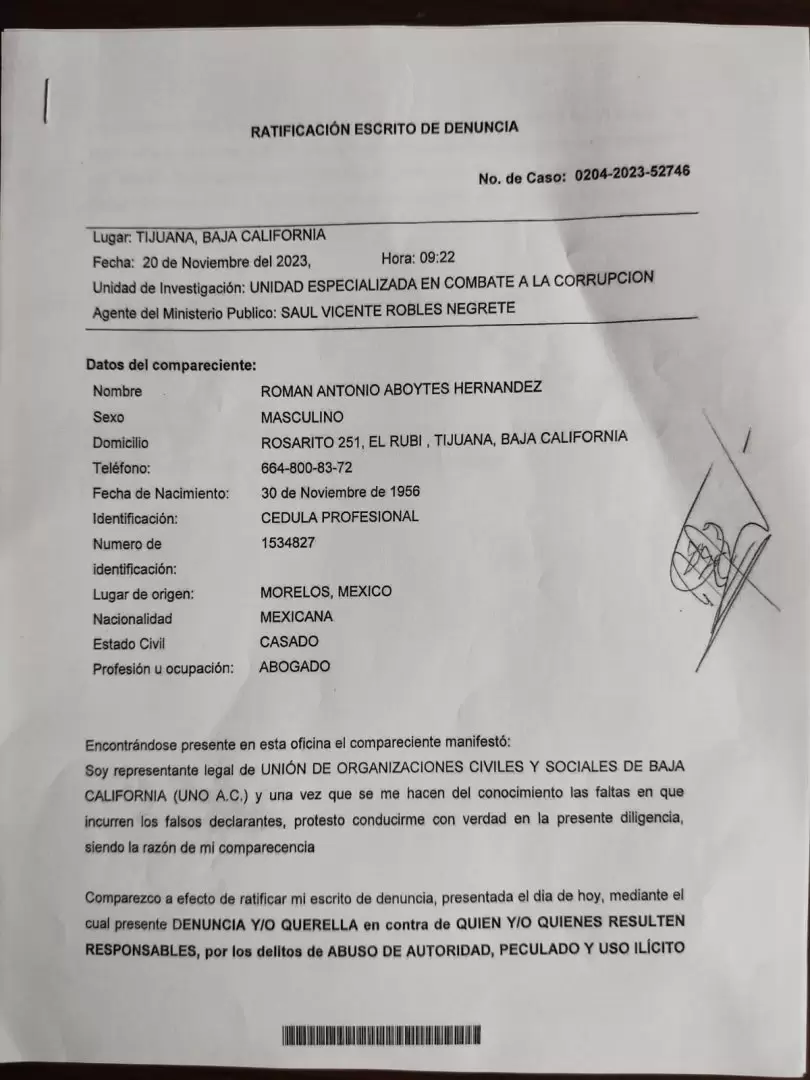 Rom�n Antonio Aboytes Hern�ndez, presidente de UNO A.C.
