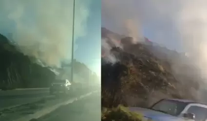 Se registr� incendio en ladera junto al libramiento Salvador Rosas Magall�n
