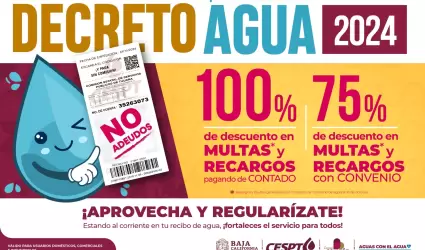 Decreto de condonaci�n de recargos por consumo de agua