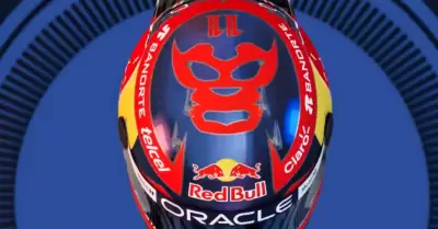 Casco que "Checo" P�rez usar� en el Gran Premio de M�xico 2024