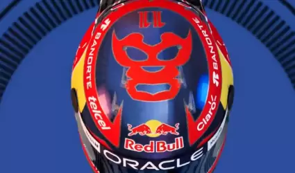Casco que "Checo" P�rez usar� en el Gran Premio de M�xico 2024