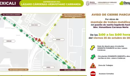 Anuncia Sidurt cierre parcial en bulevar L�zaro C�rdenas por obras de distribuid