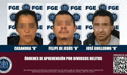 FGE ejecuta �rdenes de aprehensi�n por delitos relacionados con robo de veh�culo