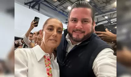 Claudia Sheinbaum y alcalde Ismael Burgue�o