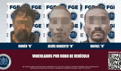 FGE obtiene vinculaci�n a proceso para tres hombres por el delito de robo de veh