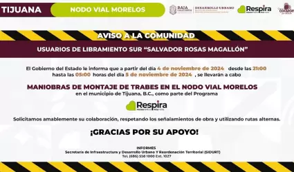 Contin�a SIDURT montaje de trabes en Nodo Morelos este lunes