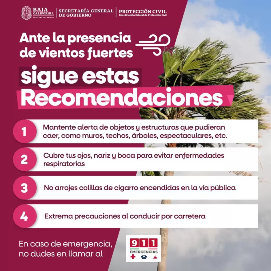 Protecci�n Civil Estatal recomendaciones