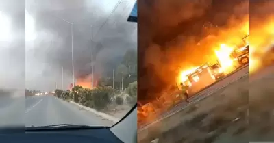 Incendio en Valle Redondo afecta tr�nsito y amenaza construcciones cercanas