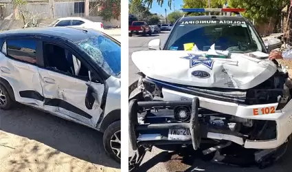Choca auto contra patrulla de la Polic�a Municipal