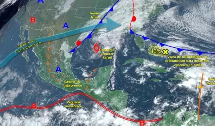 Frente fr�o y tormenta tropical Rafael generar�n lluvias en M�xico