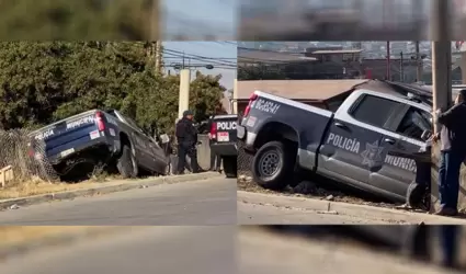 Patrulla de Polic�a Municipal colisiona durante persecuci�n en Tijuana