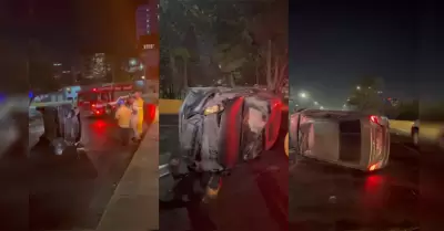 Autom�vil volc� en la zona del R�o sin reporte de lesionados