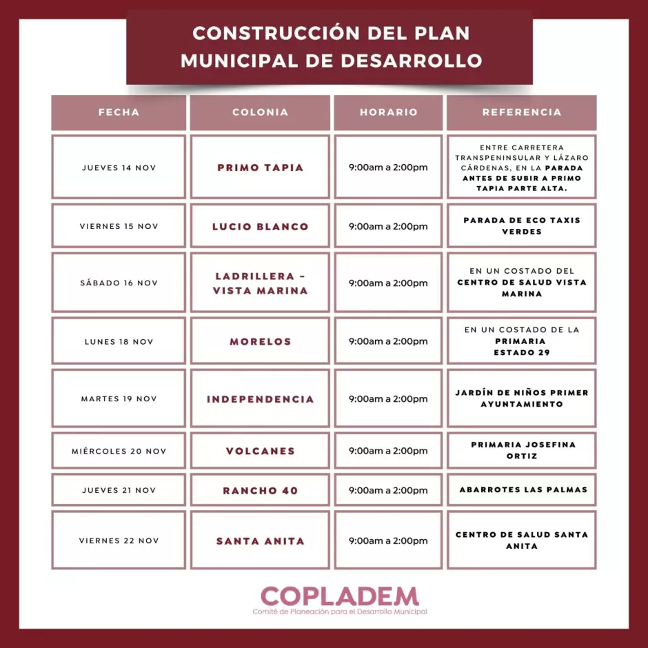 Gobierno de Roc�o Adame te invita a participar en la construcci�n del Plan Municipal de Desarrollo