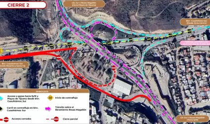 Anuncia SIDURT cierres parciales en Nodo Morelos este s�bado en Tijuana