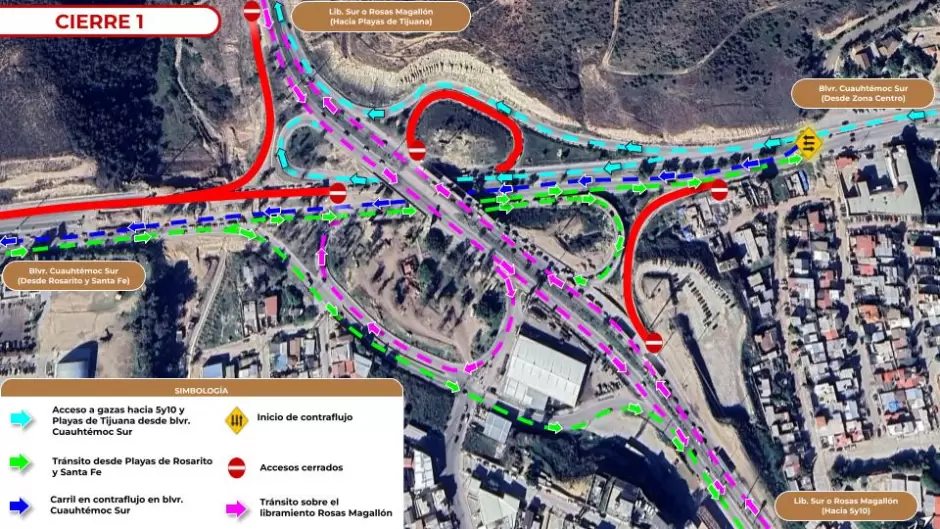 Anuncia SIDURT cierres parciales en Nodo Morelos este s�bado en Tijuana