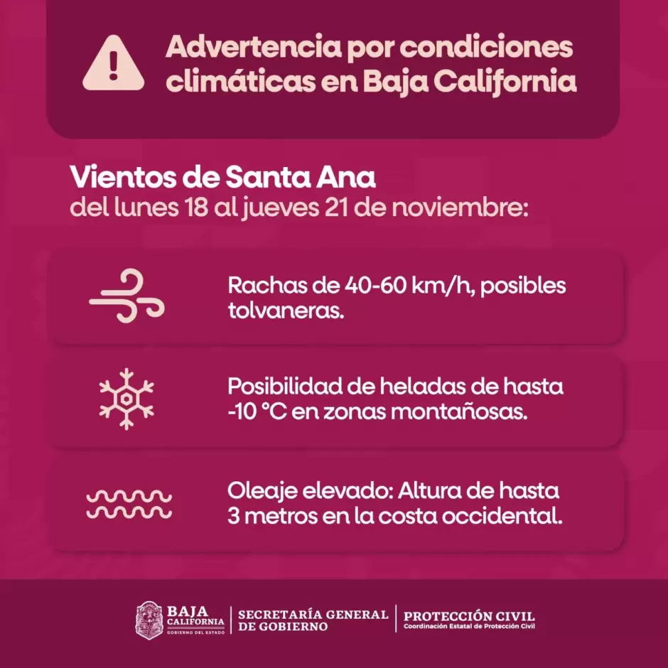 Advertencia por condiciones clim�ticas