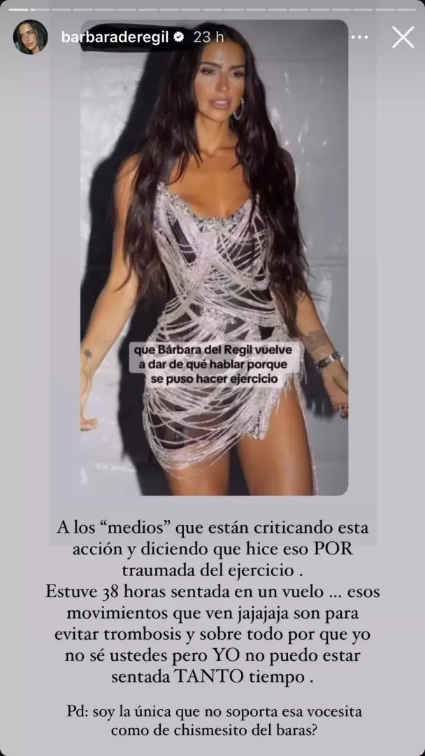 B�rbara de Regil responde a quienes la critican por ejercicio en avi�n