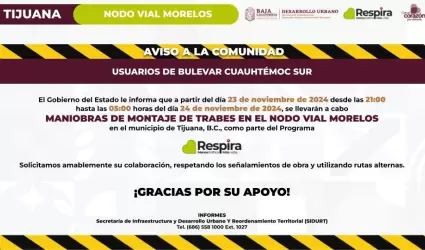 Anuncia SIDURT cierre en bulevard Cuauht�moc Sur por montaje de trajes en Nodo M
