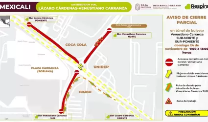 Anuncia SIDURT cierre parcial de t�nel en bulevar Venustiano Carranza